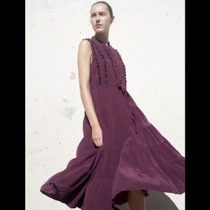 Ulla Johnson Dress Midi Silk Ruffles Minette US 0